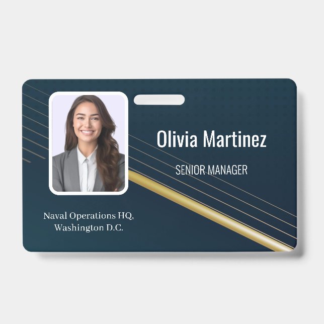 Navy Employee Photo ID Company Security Badge (Front)