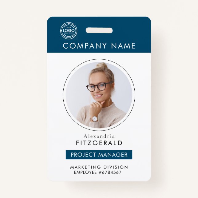 Navy | | Employee Photo ID Company Security Badge  ID Badge (Front)