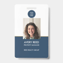 Navy Employee Photo ID Custom Logo Badge