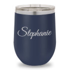 Navy Engraved 12 oz. Insulated Wine Tumbler