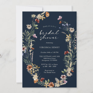 Navy Fall Boho Bridal Shower Invitation