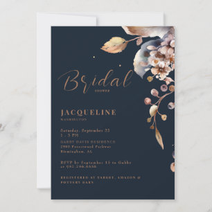 Navy Fall Foliage Bridal Shower Invitation