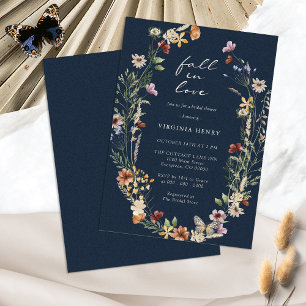 Navy Fall In Love Bridal Shower Invitation