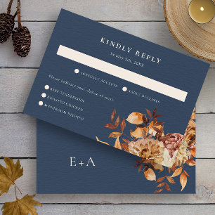 Navy Fall Wedding RSVP Card