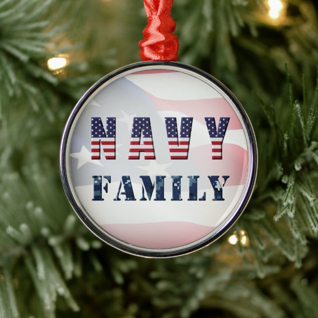 Navy Family Christmas Metal Tree Decoration (Tree)