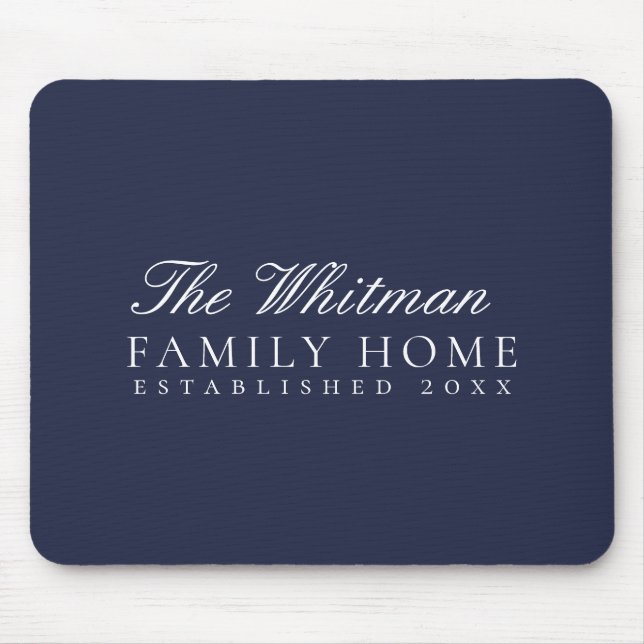 Navy Family Home Mouse Mat (Front)