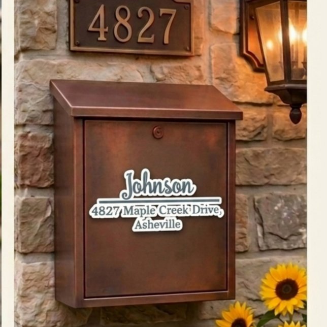 Navy Family Name & Address Mailbox Personalised (Creator Uploaded)