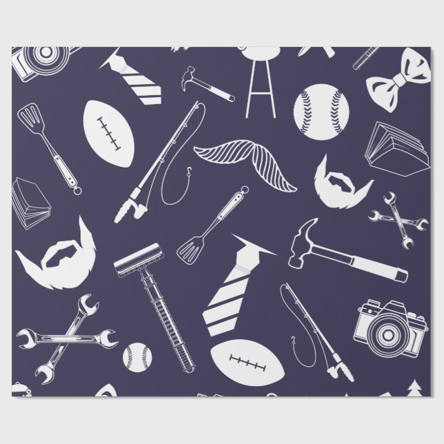 Navy Father's Day Wrapping Paper (Flat)