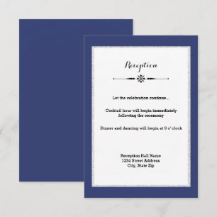 Navy & Faux Glitter Frame- Reception Invitation