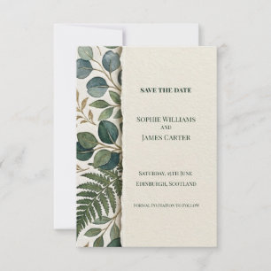 Navy Fern Save The Date Card