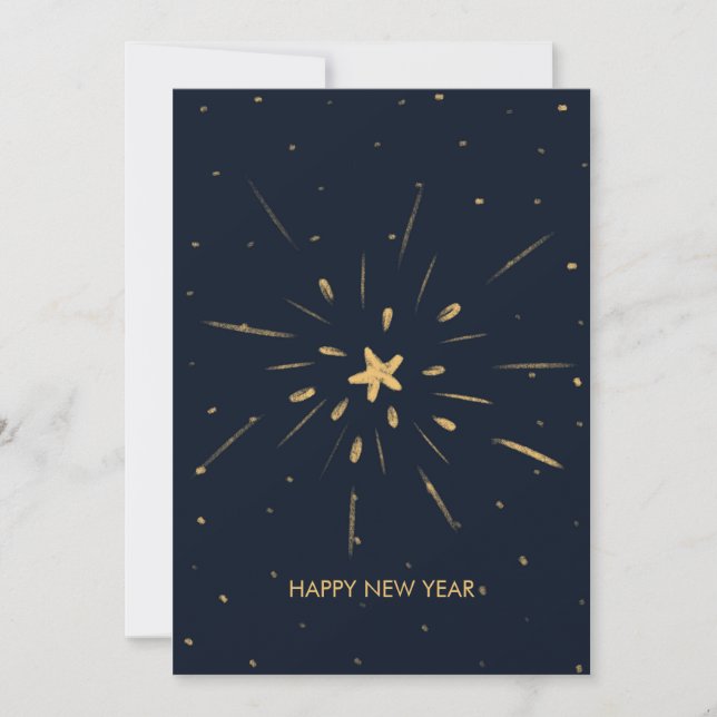 Navy Fireworks New Year Holiday Card (Front)