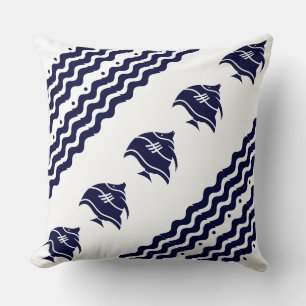navy  fish  on  white  PILLOW coastal living