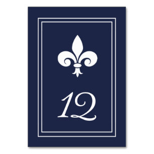 Navy Fleur de Lis Table Number Card