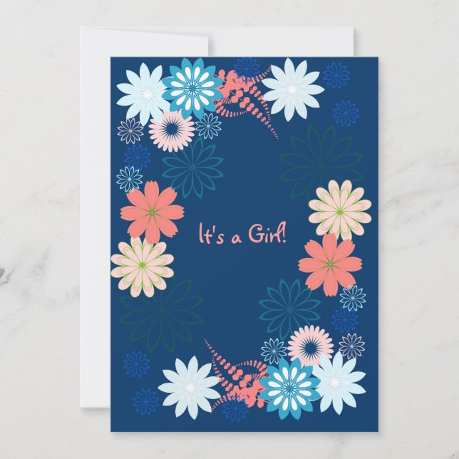 Navy Floral  Baby Shower Invitation (Front)
