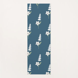 Navy Floral Bohemian Botanical Pattern Yoga Mat