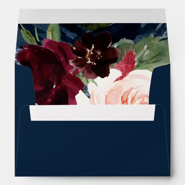 Navy Floral Burgundy Envelope (Back (Bottom))