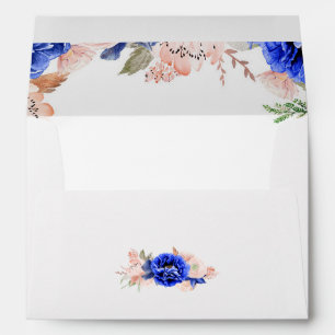 Navy Floral Elegant Wedding Envelopes