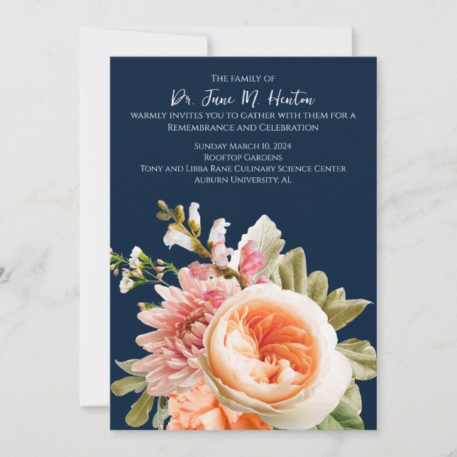 Navy Floral Funeral Memorial Announcement 011124B (Front)