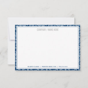 Navy Floral Greenery   Custom Correspondence Card
