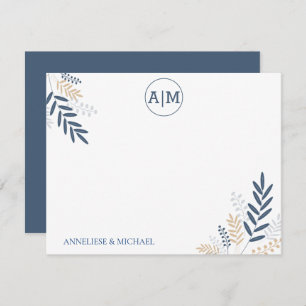 Navy Floral Personalise and Monogram Card