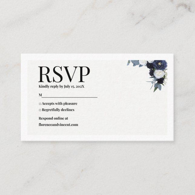 Navy Floral RSVP Card (Front)