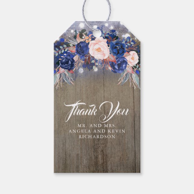 Navy Floral Rustic Gift Tags (Front)