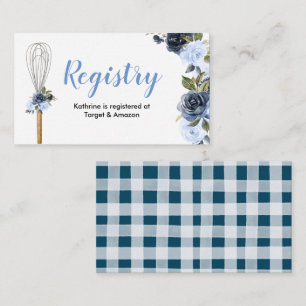 Navy Floral Soon to be Whisked Away Registry Enclosure Card