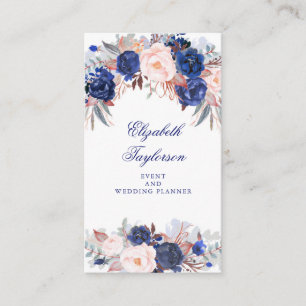 Navy Floral Watercolor Business Card