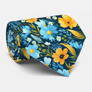 Navy Floral Wedding Tie
