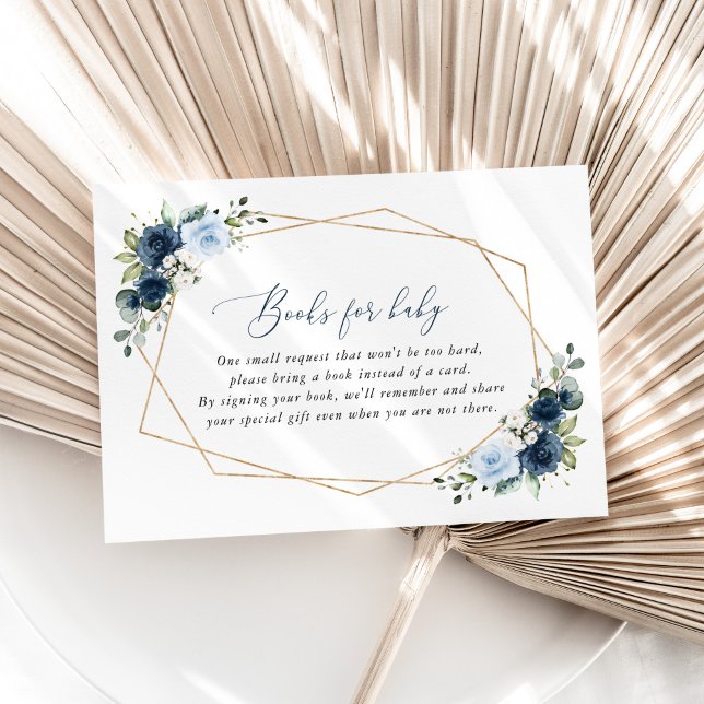 Navy Flowers, Blue Flowers, Boho, Books For Baby Enclosure Card (Creator Uploaded)