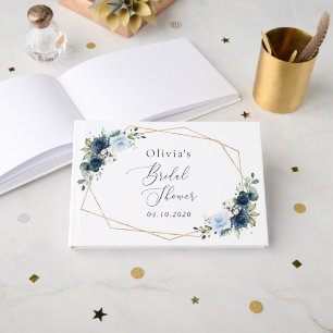 Navy Flowers, Blue Flowers, Boho, Bridal Shower Guest Book