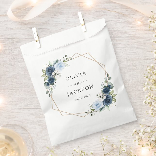 Navy Flowers, Blue Flowers, Boho, Floral Wedding Favour Bags (Clipped)
