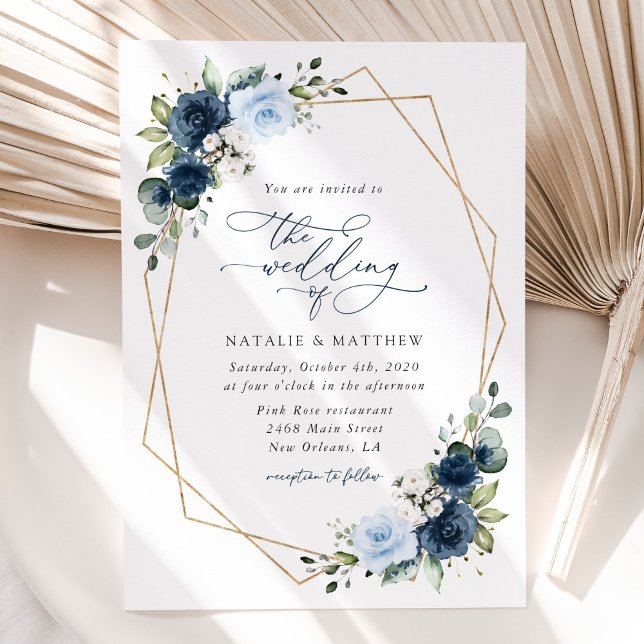 Navy Flowers, Blue Flowers, Boho, Floral Wedding Invitation (Creator Uploaded)