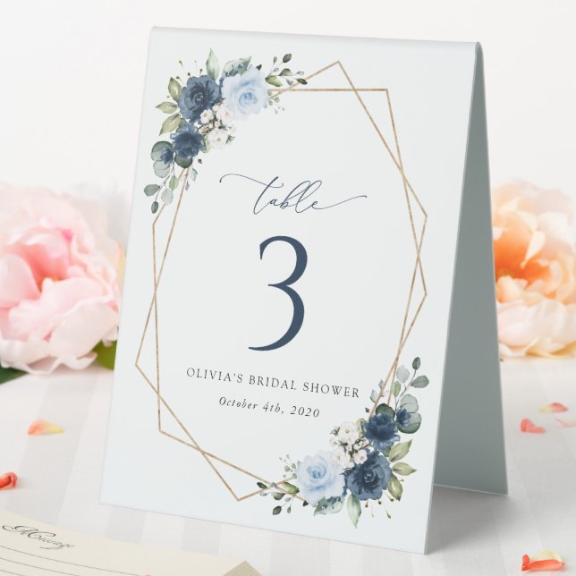 Navy Flowers, Blue Flowers, Boho, Table Numbers (In SItu (Wedding))