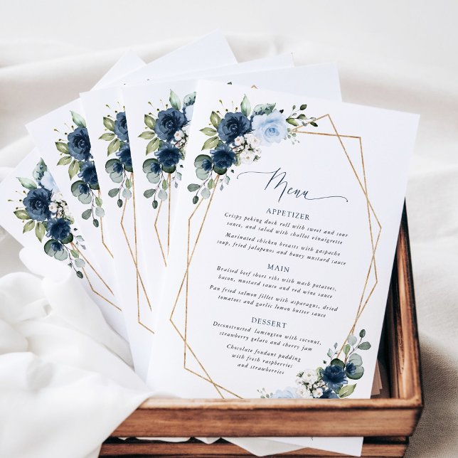 Navy Flowers, Blue Flowers, Bridal Shower Menu (Creator Uploaded)