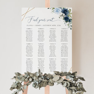 Navy Flowers, Blue Flowers, Wedding Seating Chart
