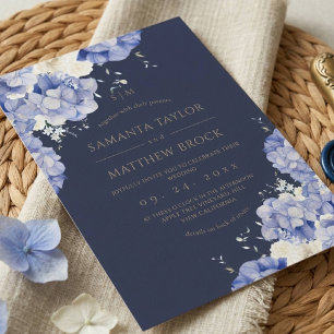 Navy Flowers ⎮Elegant All in One Invitation