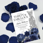 Navy Flowers & Silver Diamond Dress 30th Birthday Invitation<br><div class="desc">Navy Flowers & Silver Diamond Dress 30th Birthday Invite

See matching collection in Niche and Nest Store</div>