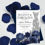 Navy Flowers & Silver Diamond Dress 70th Birthday Invitation<br><div class="desc">Navy Flowers & Silver Diamond Dress 70th Birthday Party Invite

See matching collection in Niche and Nest Store</div>