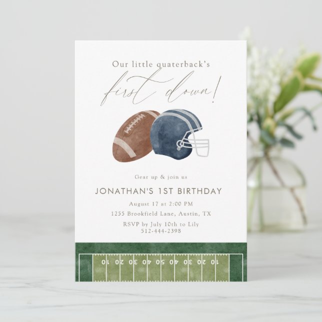 Navy Football Helmet First Birthday Invitation (Standing Front)