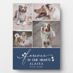 Navy Forever In Our Hearts Pet Photo Collage Plaque