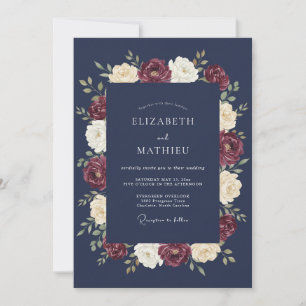 Navy Formal Winter Wedding Invitation