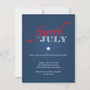 Navy Fourth of July Independence Day Celebration Invitation