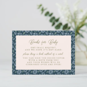 Navy Frost Bloom Floral Baby Shower Books for Baby Enclosure Card