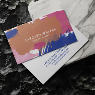 Navy & Fuchsia - Abstract Watercolor Business Card