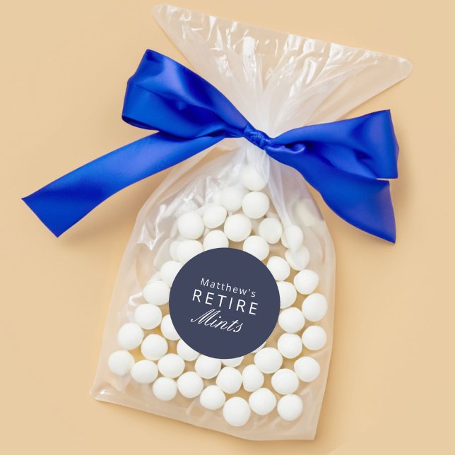 Navy Funny Retire Mints Retirement Party Favour Classic Round Sticker (Creator Uploaded)