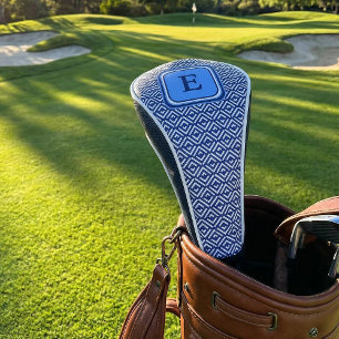 Navy Geometric Chevron Monogram Design Golf Head Cover