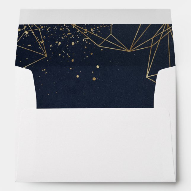 Navy Geometric Return Address 5x7 Envelopes (Back (Bottom))