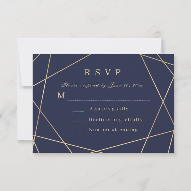 navy geometric RSVP card (Front)