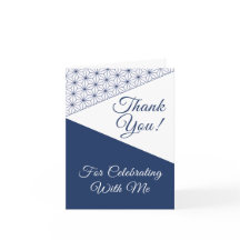 Navy Geometric Thank You for Celebrating Card